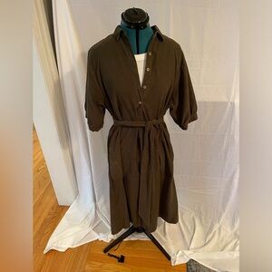 Velvet brand, Josie Corduroy Wrap Dress, Aloe color (Olive Green).